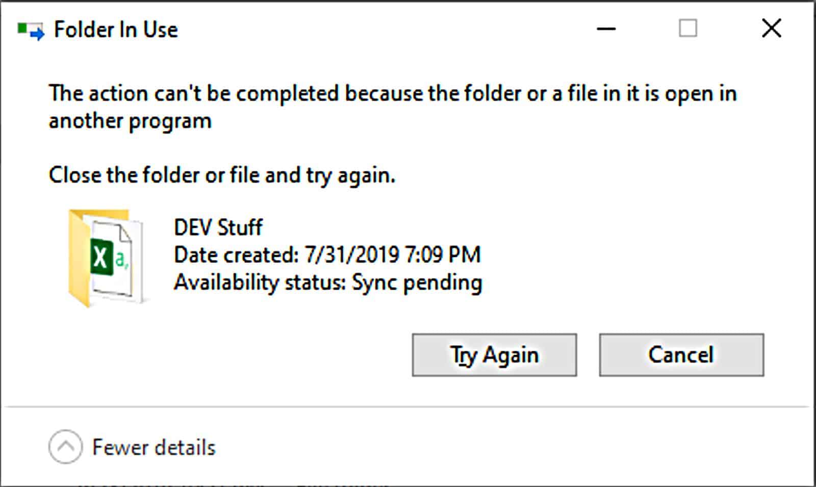 The Action Can't Be Completed Because The Folder Or A File In It Is ...