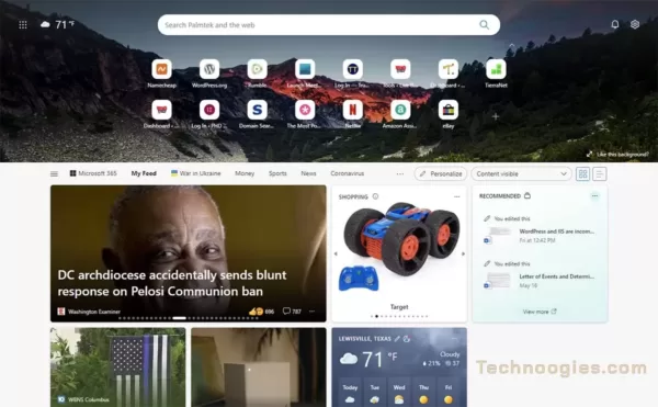 Microsoft Edge opens new tabs to Bing