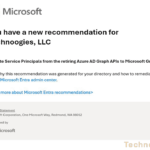 Screenshot of a Microsoft email recommending migrating service principals from Azure AD Graph APIs to Microsoft Graph. It includes links for more information and privacy statements, emphasizing the importance of transitioning with Microsoft Email Migrate guidance.