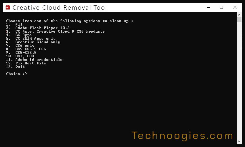 Adobe creative cloud removal tool dialog op1 2