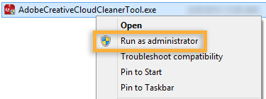 Creative cloud cleaning tool run as admin 1